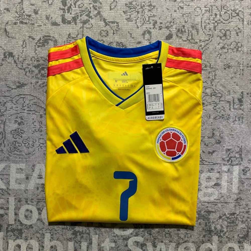 Adidas Colombia Luis Diaz 7 Soccer Jersey Mens M Yellow New Home Shirt AEROREADY